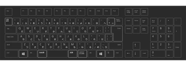 キーボード日本語／英語配列の切り替え方、種類